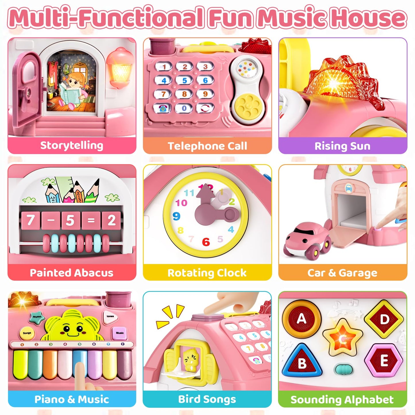 Beacron Baby Toys for 1 Year Old Girl Gifts: 8 in 1 Toddler Learning Musical House for 1 2 Yr Girl and Boy, First Birthday Gift