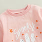 Toddler Baby Halloween Outfit Girl Boy Crewneck Sweatshirt Long Sleeve Letter Pullover Sweater Cute Fall Clothes (Spooky Pink,18
