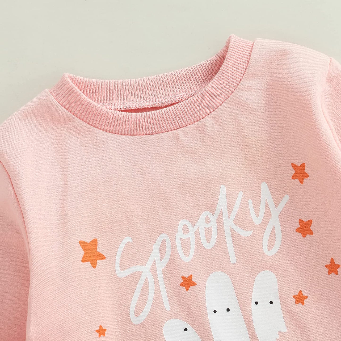 Toddler Baby Halloween Outfit Girl Boy Crewneck Sweatshirt Long Sleeve Letter Pullover Sweater Cute Fall Clothes (Spooky Pink,18