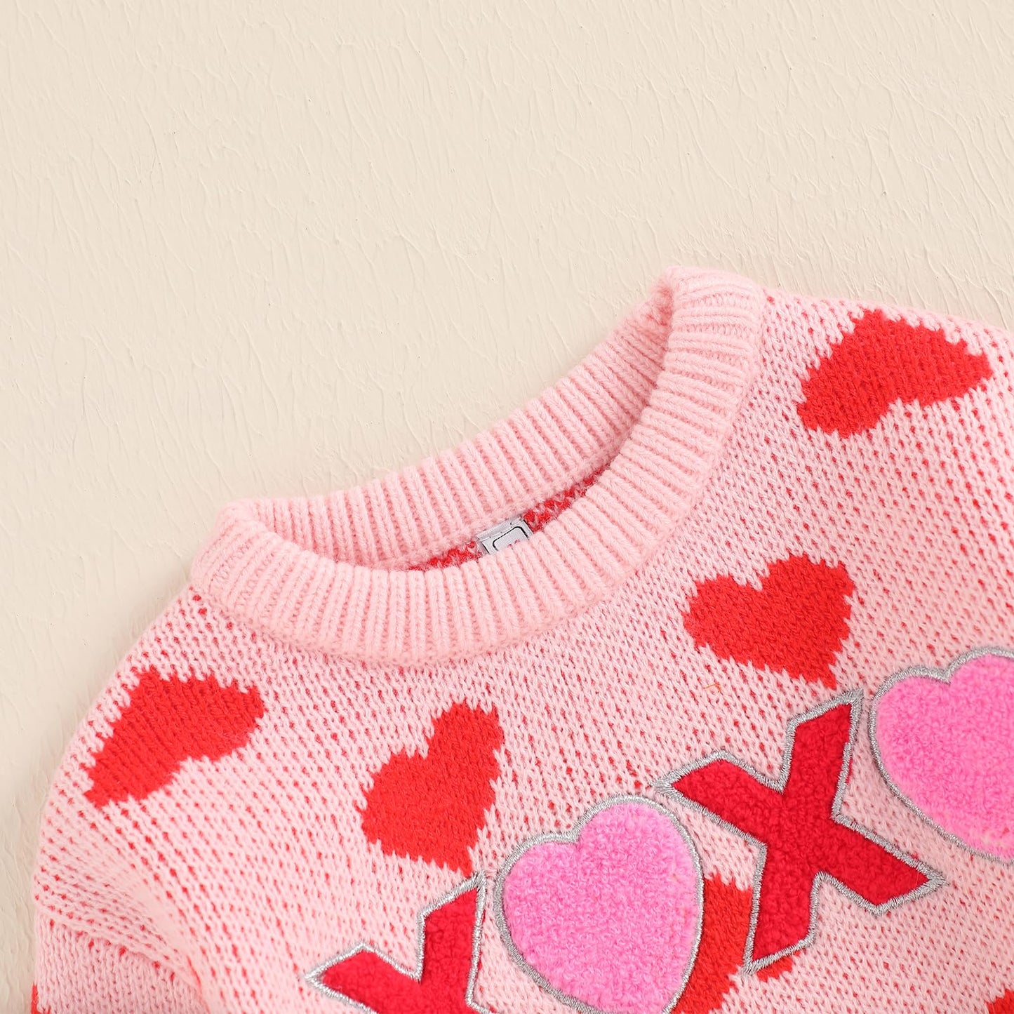 Ayalinggo Valentines Day Baby Girl Boy Outfit Pink Heart Knit Sweater Long Sleeve Crewneck Sweatshirt Spring Winter Clothes (Pin