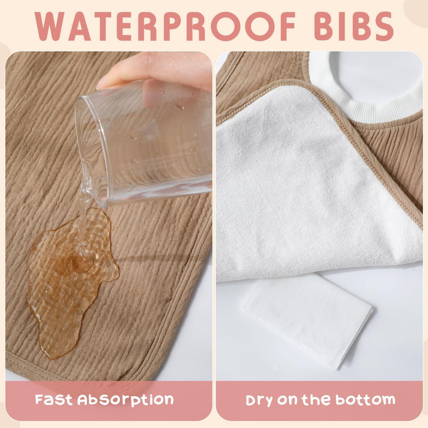 Newwiee Large Muslin Pullover Baby Bibs Full Coverage Toddler Slip On Absorbent Bib Waterproof Toddler Towel Bibs(Cute Color, 5