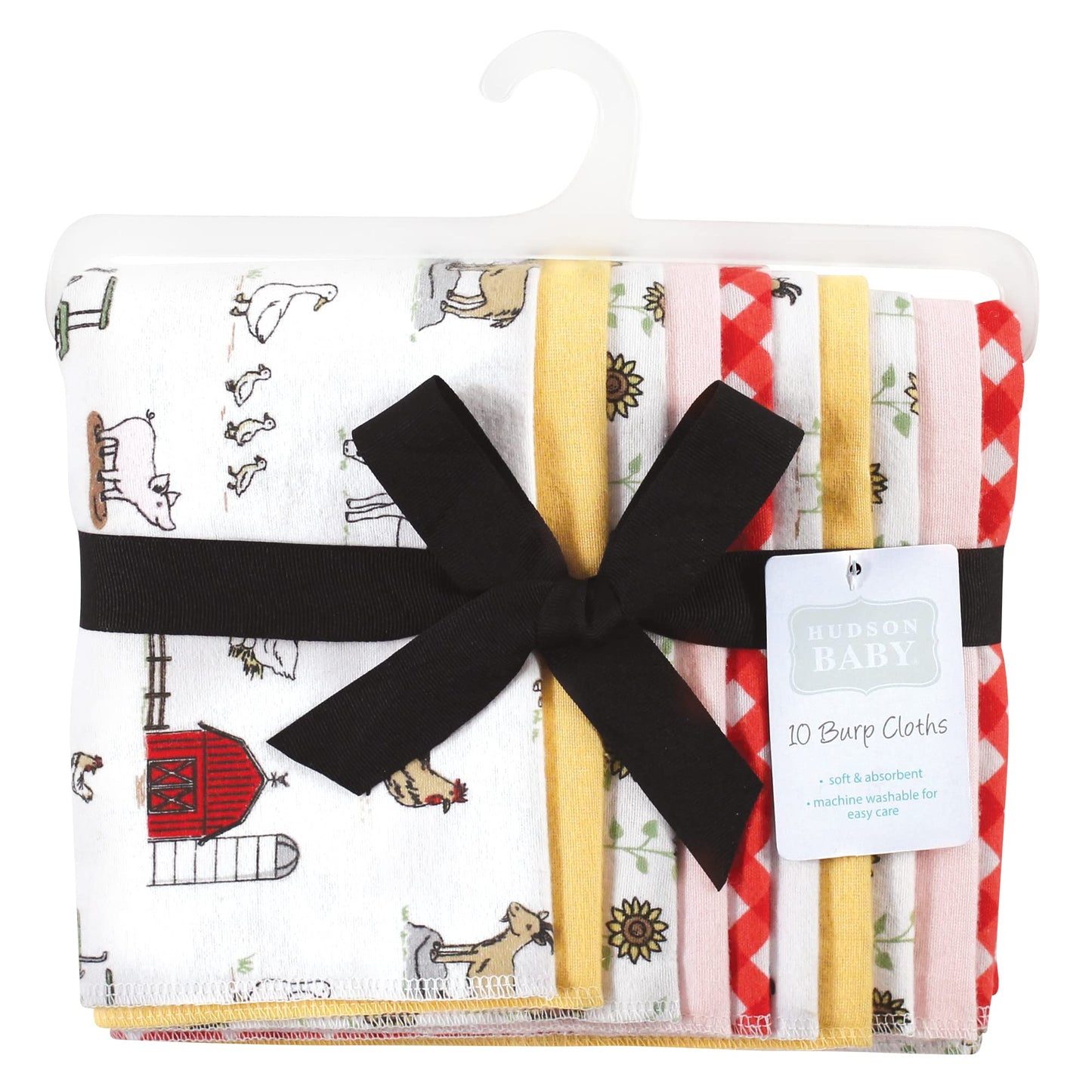 Hudson Baby Unisex Baby Cotton Flannel Burp Cloths, Girl Farm, One Size