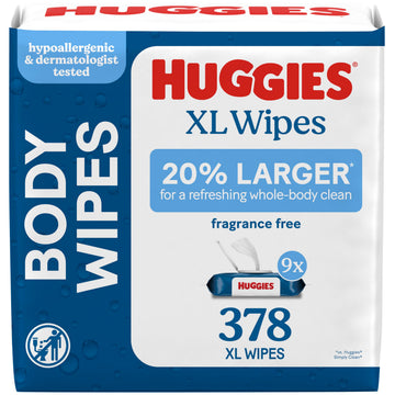 Huggies Extra Large Unscented Wipes, 9 Flip-Top Packs, 378 Count