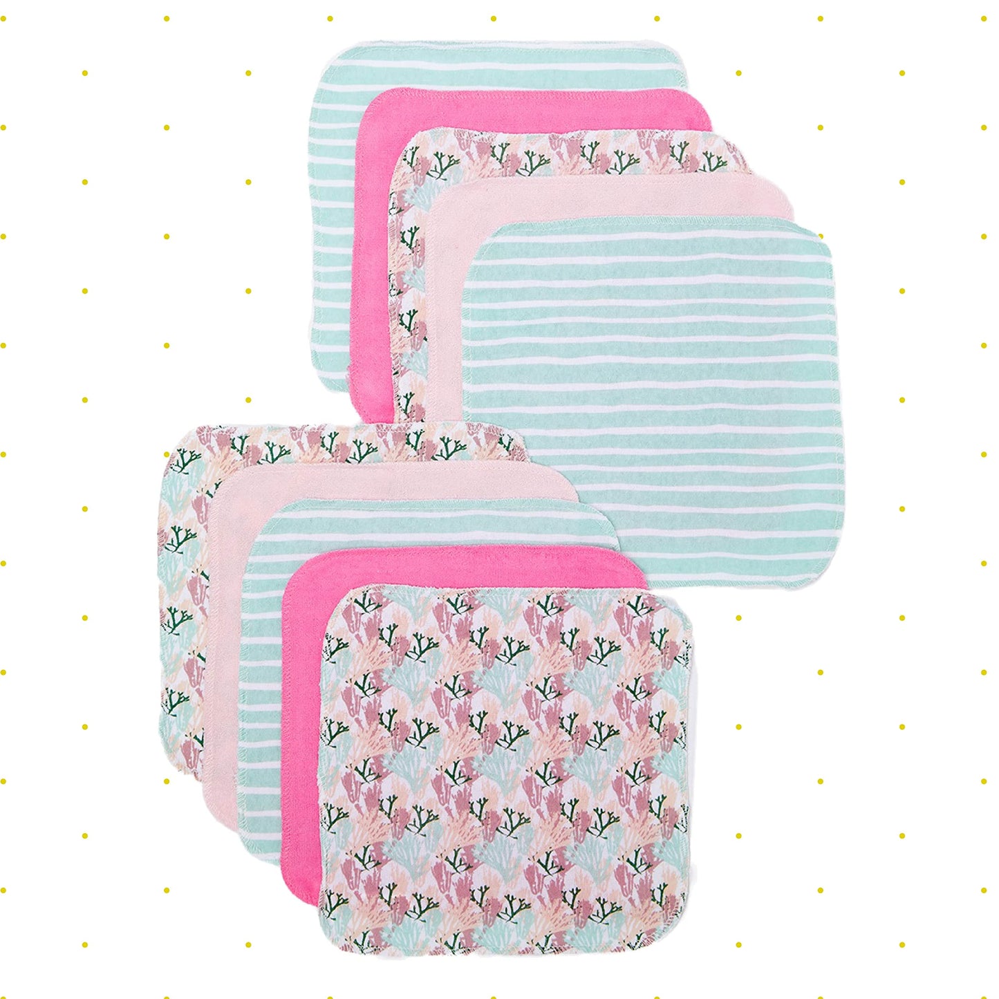 Spasilk Washcloth Wipes Set For Newborn Boys And Girls, Soft Terry Washcloth Set, Pack Of 20, Pink Coral