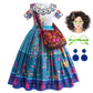 Atimigo Mirabel Dress For Girls, Mirabel Costume Halloween Cosplay Outfit Birthday Gift For Girls Kids With Wig Glasses Bag Size