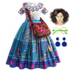 Atimigo Mirabel Dress For Girls, Mirabel Costume Halloween Cosplay Outfit Birthday Gift For Girls Kids With Wig Glasses Bag Size