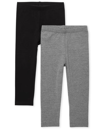 The Children'S Place Baby Girls And Toddler Girls Leggings,Black/ Hound Gray Pack,12-18Mos