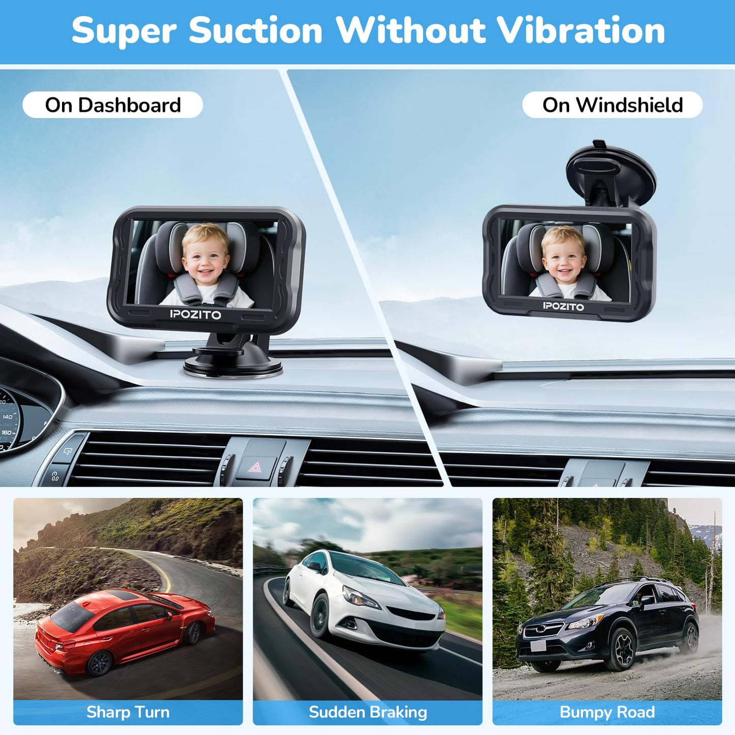 IPOZITO Baby Car Camera with 1080P HD Night Vision Koala Rear Facing Car Seat Camera to Easily Observe Your Babys Move for Kids