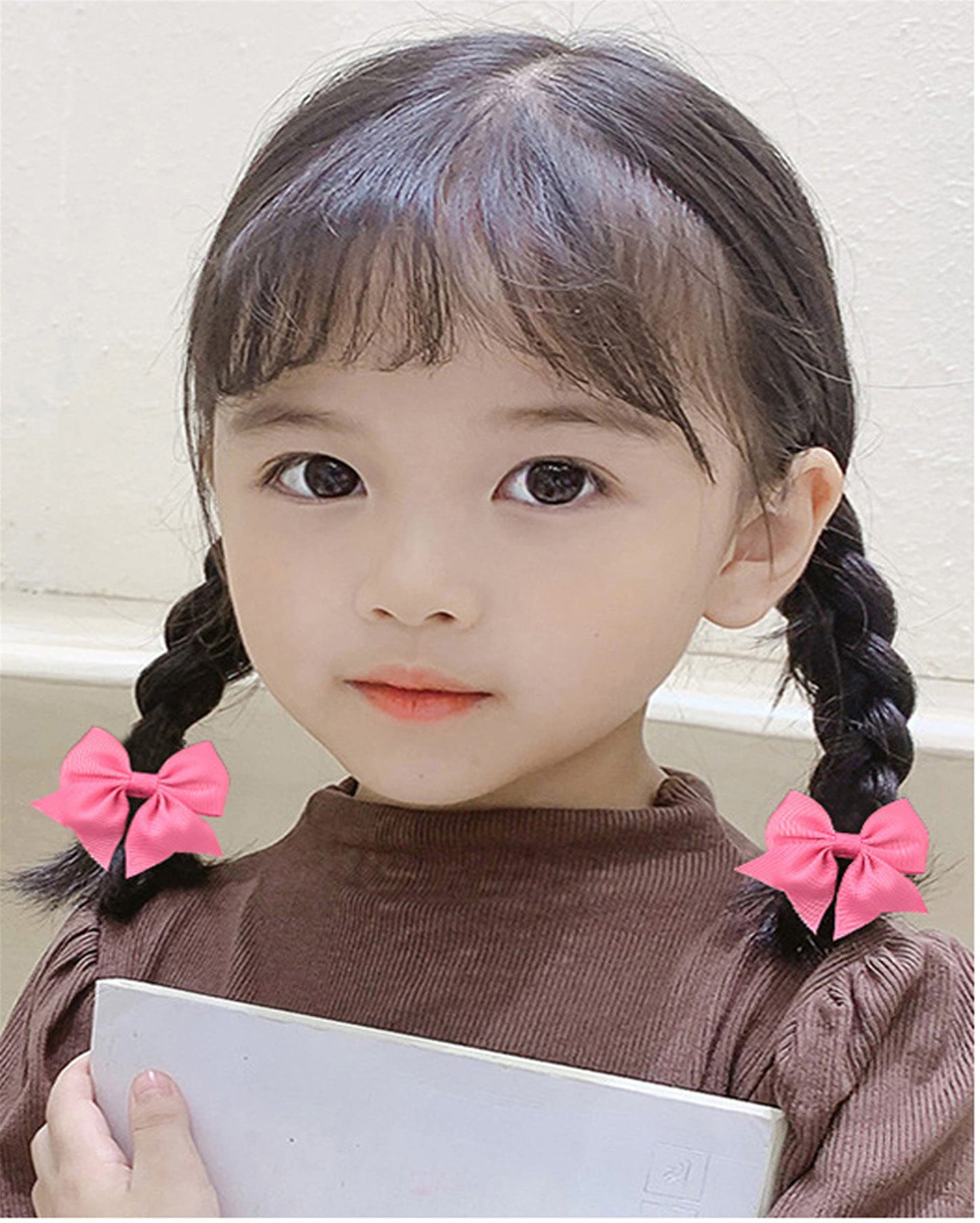 Lddcx Hair Ties, Baby Girls' Hair Accessories With Bows For Toddler Ponytail Holders, Small Hair Ties, Pink, 2Pcs