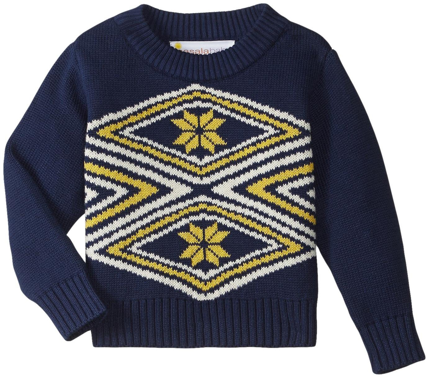 Masala Girls' Baby Tribe Sweater, Navy, 3-6 Months