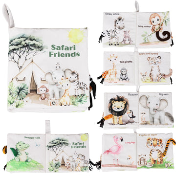 Ali+Oli Baby Cloth Book - Soft Sensory Crinkle Book with Textured Tails for Infants 0-12 Months - Early Learning Touch & Feel Tu