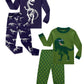 Family Feeling 4 Piece Baby Girls Boys Long Sleeve Dinosaur Green Blue Pajamas Sets 100% Cotton Pyjamas Toddler Infant Kids 18-2