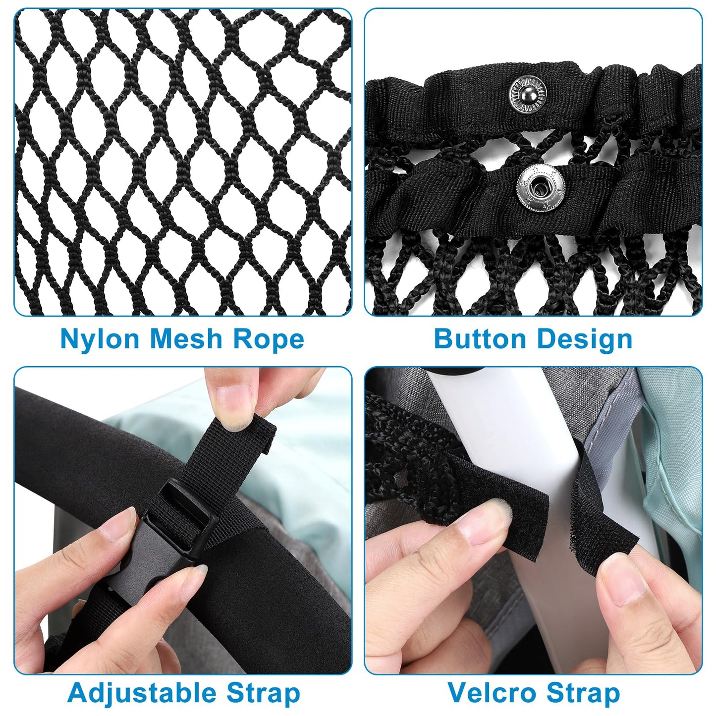 Accmor Universal Stroller Organizer, Polyester Net Mesh Bag Fits For Uppababy, Nuna, Britax, Doona Strollers, Non-Slip Adjustabl