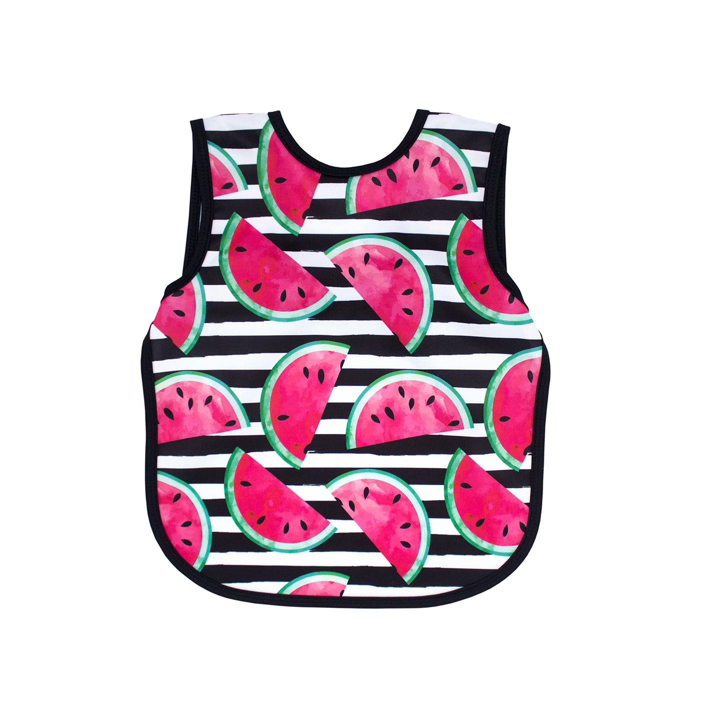 Bapronbaby Watermelon Stripes Bapron - No Neck Tie Safer Bib For Baby & Toddler - Soft Waterproof Stain Resistant - Machine Wash