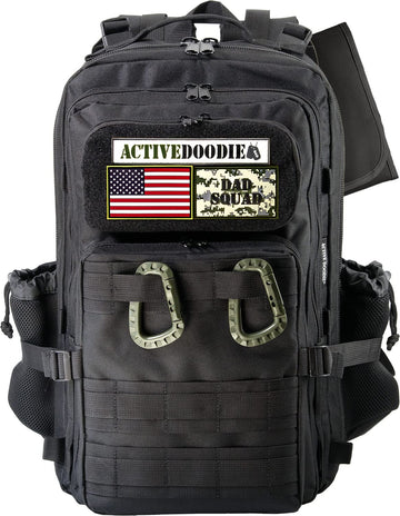 ActiveDoodie Dad Gear - Dad Diaper Bag for Men with Waterproof Changing Pad, Removable Dad Patches, Mens Diaper Bag, Black