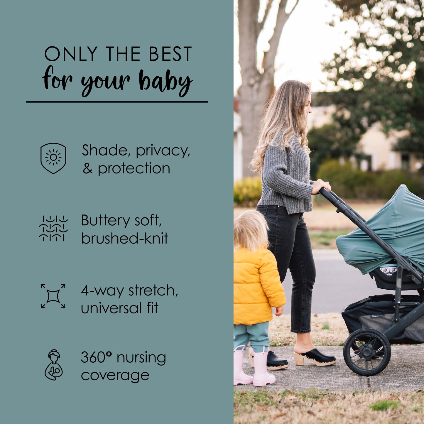Milk Snob Original 5-In-1 Luxe Cover In Jade - Added Privacy For Breastfeeding, Baby Car Seat, Carrier, Stroller, High Chair, Sh