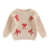Jlkgicf Toddler Baby Girl Chunky Sweater Cute Bow/Heart Print Sweater Pullover Crewneck Shirt Valentines Day Spring Clothes (Lit