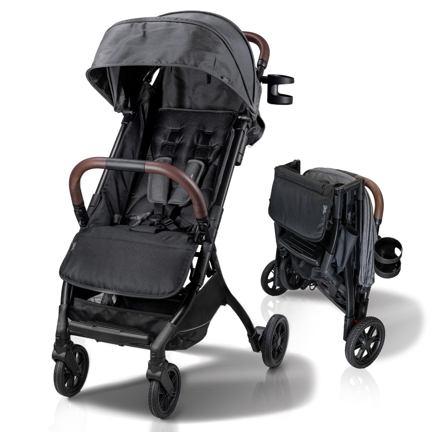 Strolee Lightweight Baby & Toddler Stroller, Ultra Compact, Airplane-Friendly Travel Stroller, One-Handed Fold, Near Flat Reclin