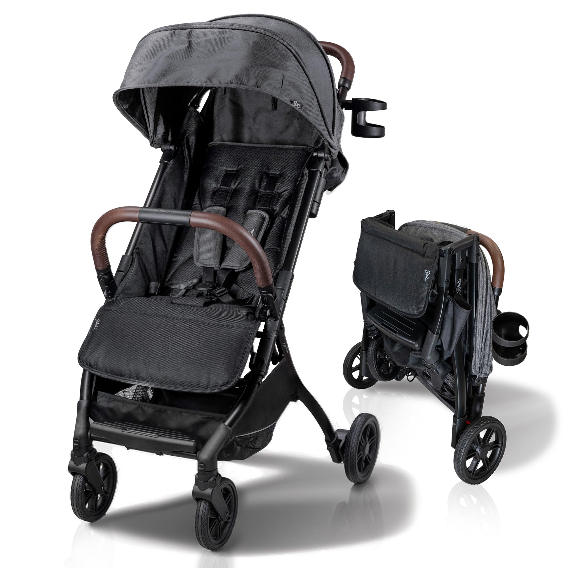 Strolee Lightweight Baby & Toddler Stroller, Ultra Compact, Airplane-Friendly Travel Stroller, One-Handed Fold, Near Flat Reclin
