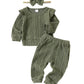 Mioglrie Newborn Baby Girl Clothes Top Pants Outfits Set Baby Girl Outfit Baby Clothes For Girls Army Green Baby Girl Clothes 3-