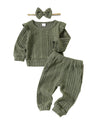 Mioglrie Newborn Baby Girl Clothes Top Pants Outfits Set Baby Girl Outfit Baby Clothes For Girls Army Green Baby Girl Clothes 3-