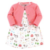 Hudson Baby Girls' Cotton Dress And Cardigan Set, Farm Animals, 0-3 Months