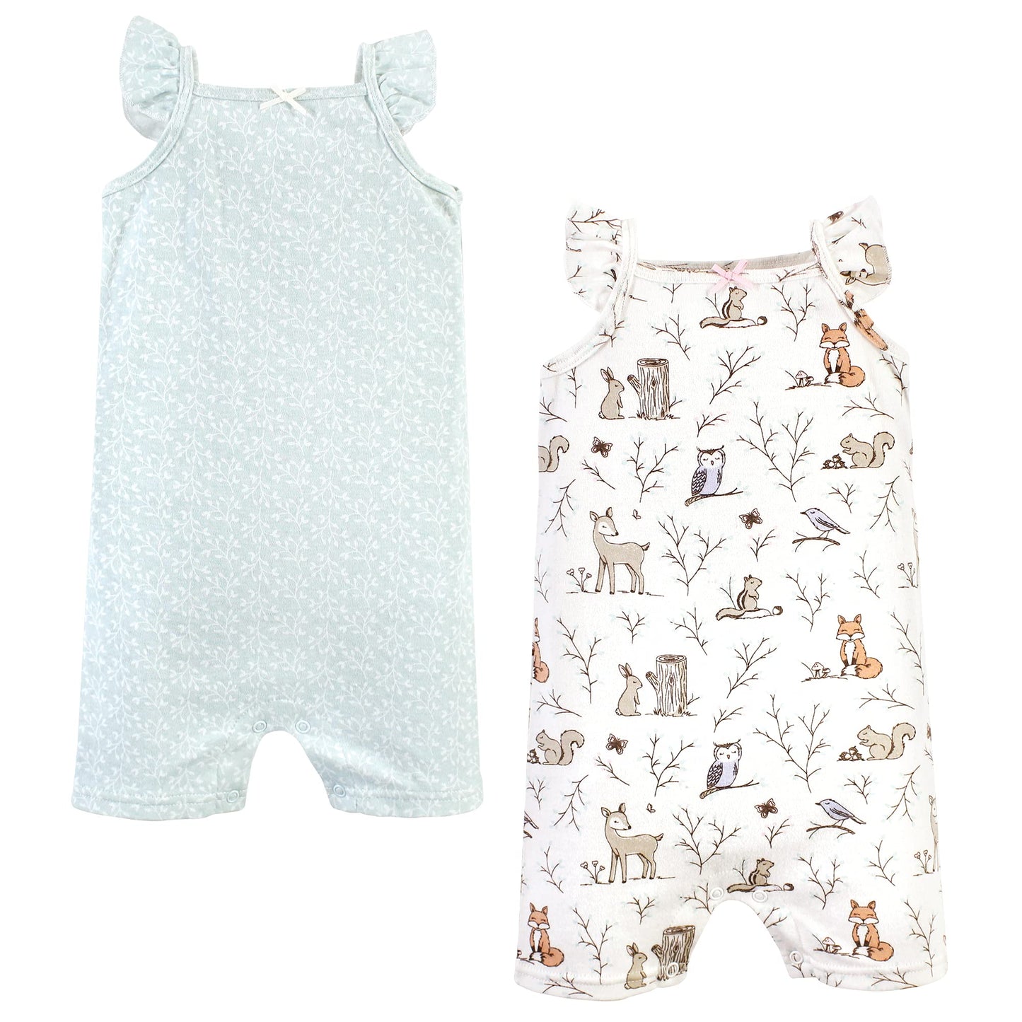 Hudson Baby Unisex Baby Cotton Rompers, Enchanted Forest, 12-18 Months