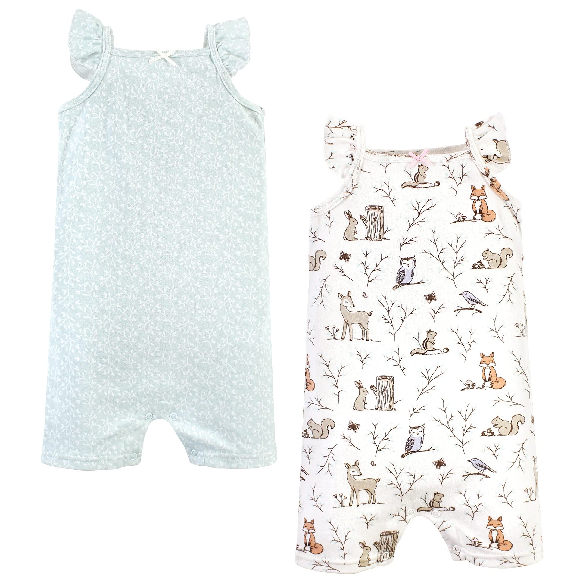 Hudson Baby Unisex Baby Cotton Rompers, Enchanted Forest, 12-18 Months
