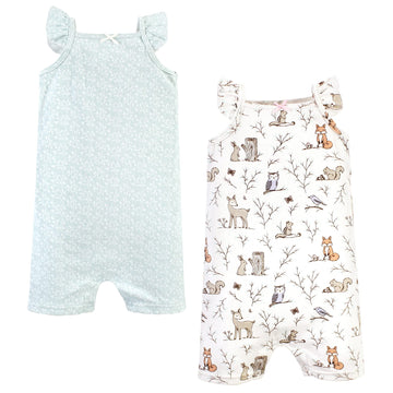 Hudson Baby Unisex Baby Cotton Rompers, Enchanted Forest, 12-18 Months