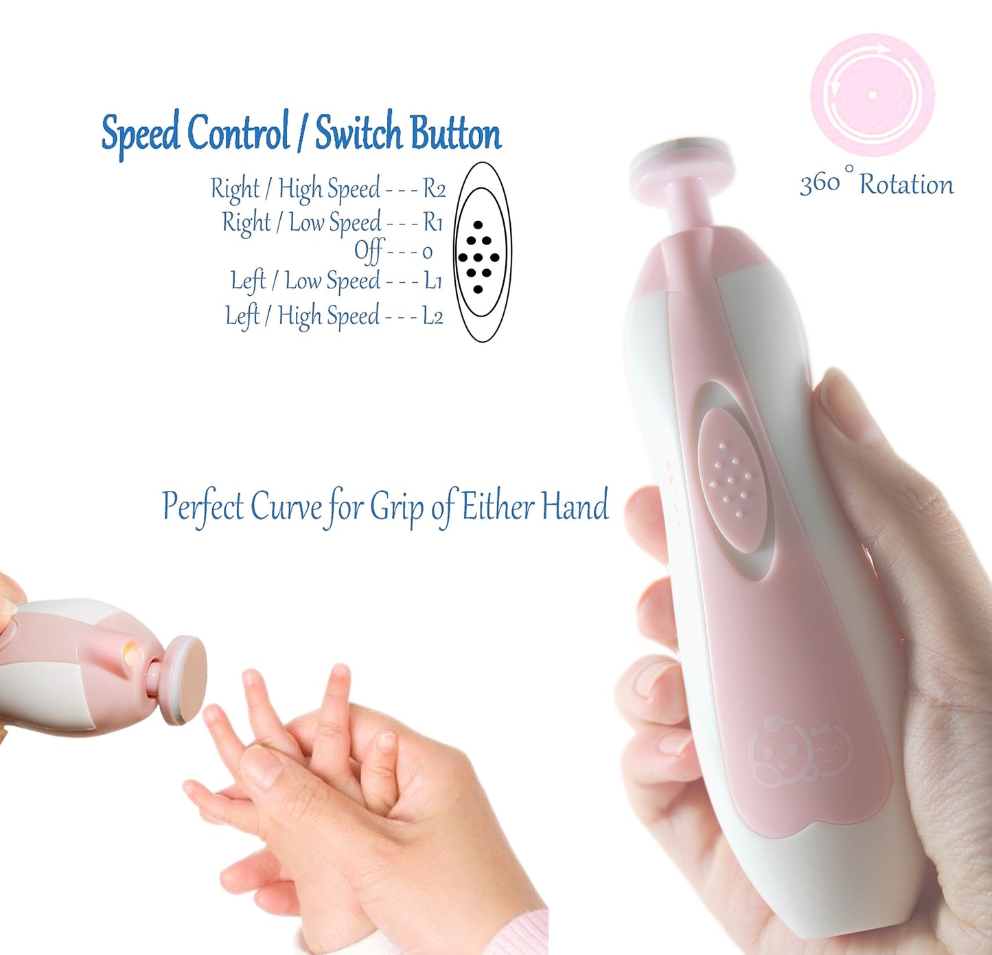 Baby Nail Clippers 20 In 1 By Royal Angels | Safe Electric Baby Nail Trimmer, Baby Nail File Kit, Additional Replacement Heads,