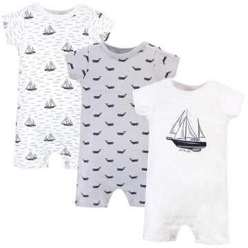 Hudson Baby Unisex Cotton Rompers, Sail The Sea, 0-3 Months