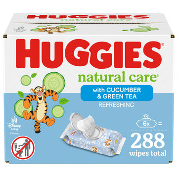 Huggies Natural Care Refreshing Baby Wipes, Hypoallergenic, Scented, 6 Flip-Top Packs (288 Wipes Total)