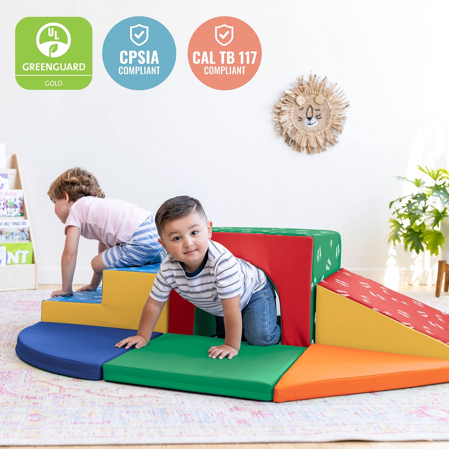 Ecr4Kids Softzone Lincoln Tunnel Climber, Toddler Playset, Assorted, 9-Piece