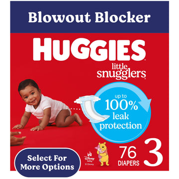 Huggies Size 3 Diapers, Little Snugglers Baby Diapers, Size 3 (16-28 Lbs), 76 Count, Packaging May Vary