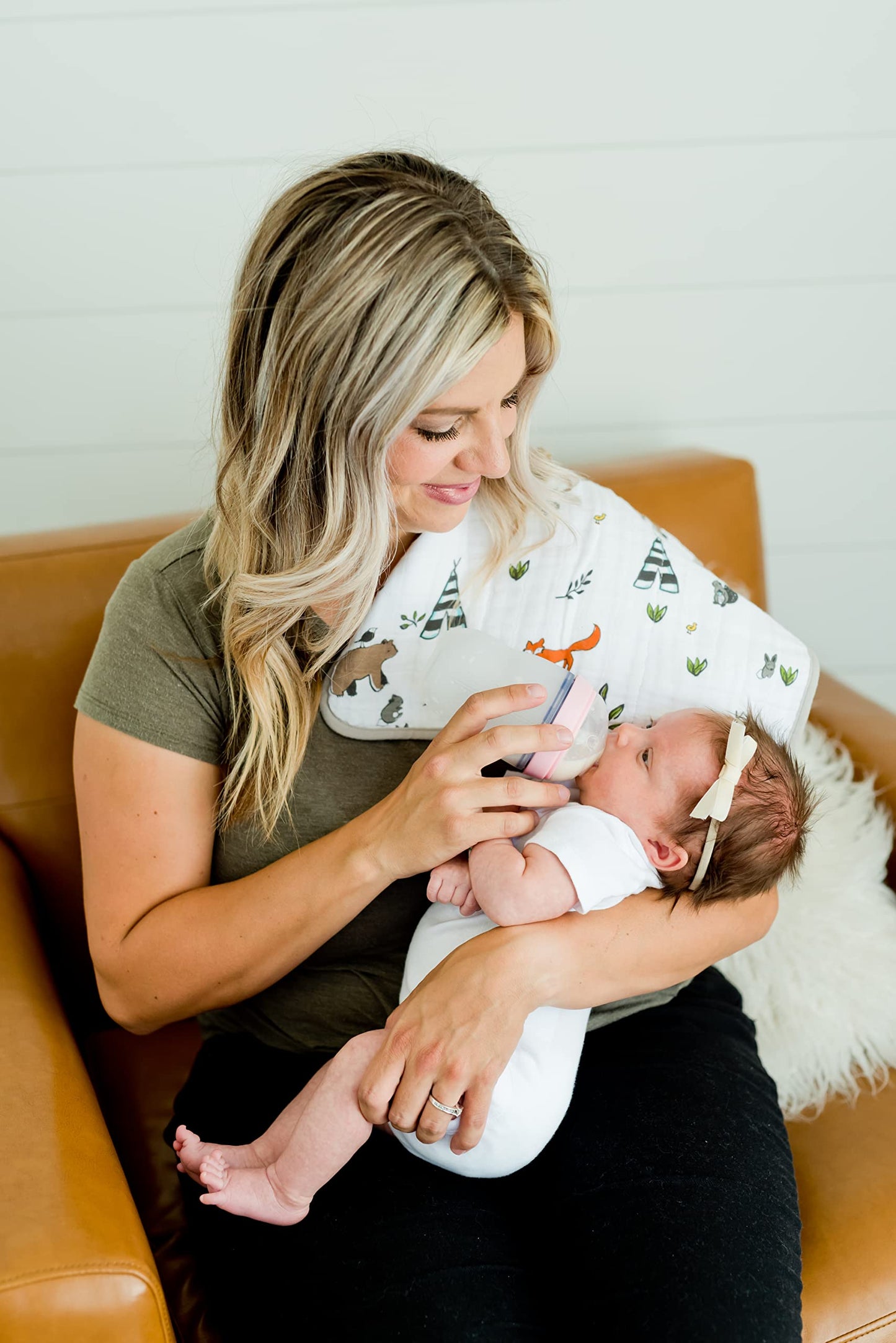 Little Unicorn Cotton Muslin Burp Cloths | 100% Cotton | Multi-Layer | Ultra Absorbent & Soft | Reversible | Large 21 X14 (Fores