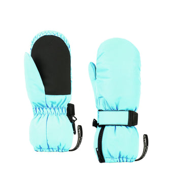 HIGHCAMP Kids Long Cuff Winter Snow Ski Mitten with Zipper Waterproof Gloves for Toddler Boys Girls-Aqua,XS (1-3 Y)