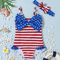 Mioglrie Baby Girl Swimsuit Toddler 4Th Of July Swimsuit 3T-4T Bathing Suit Star Ruffle Stripe Summer Beach One Piece Swimwear F
