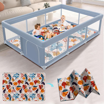 XVISHX 74 x 50 Inch Baby Playpen with Mat, Playpen for Babies and Toddlers, Baby Playard for Indoor & Outdoor Active Center Game