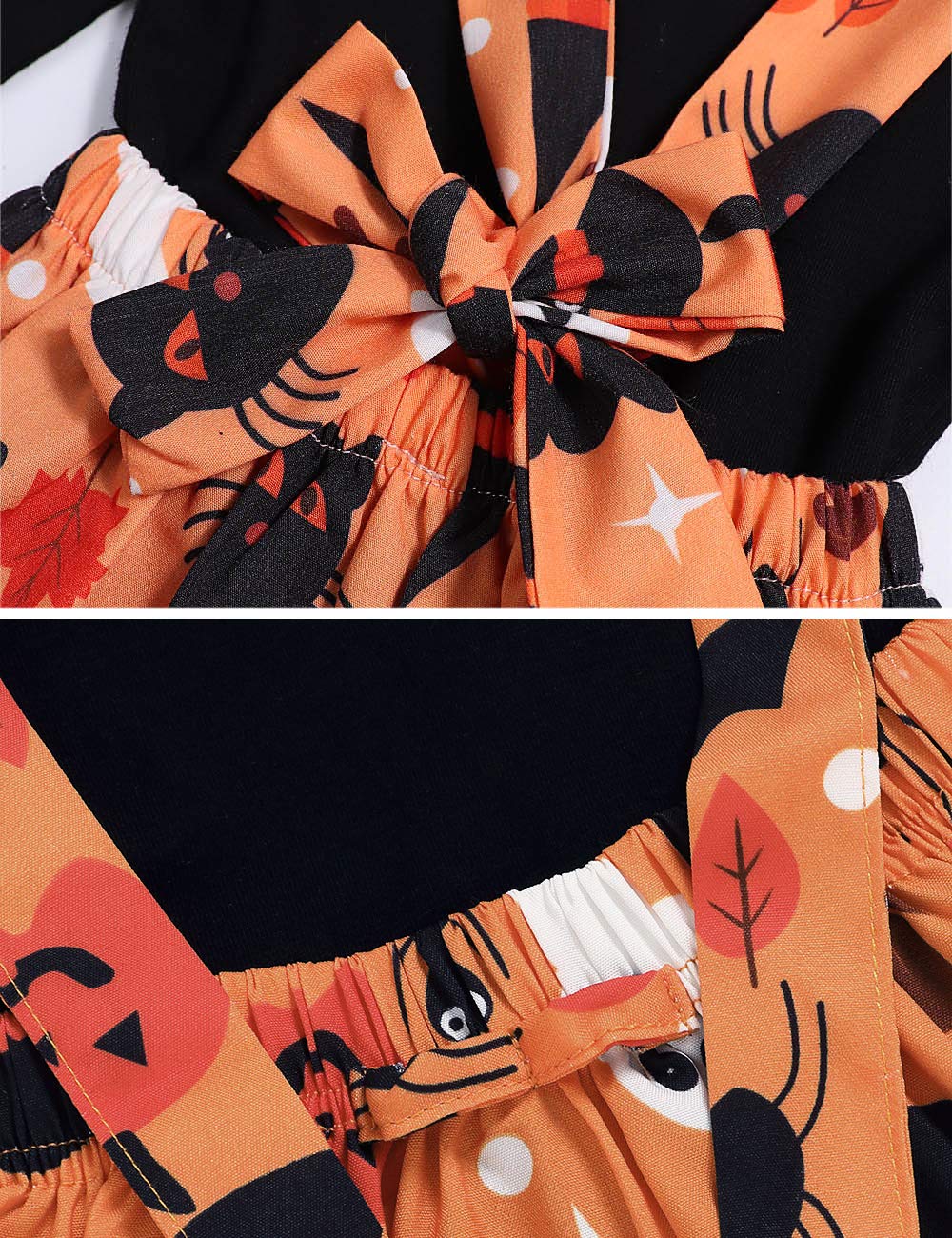 Xuuly Halloween Dress Outfit Newborn Baby Girl Clothes Ruffle Romper Top Suspender Pumpkin Bat Ghost Skirt Outfit Set With Headb