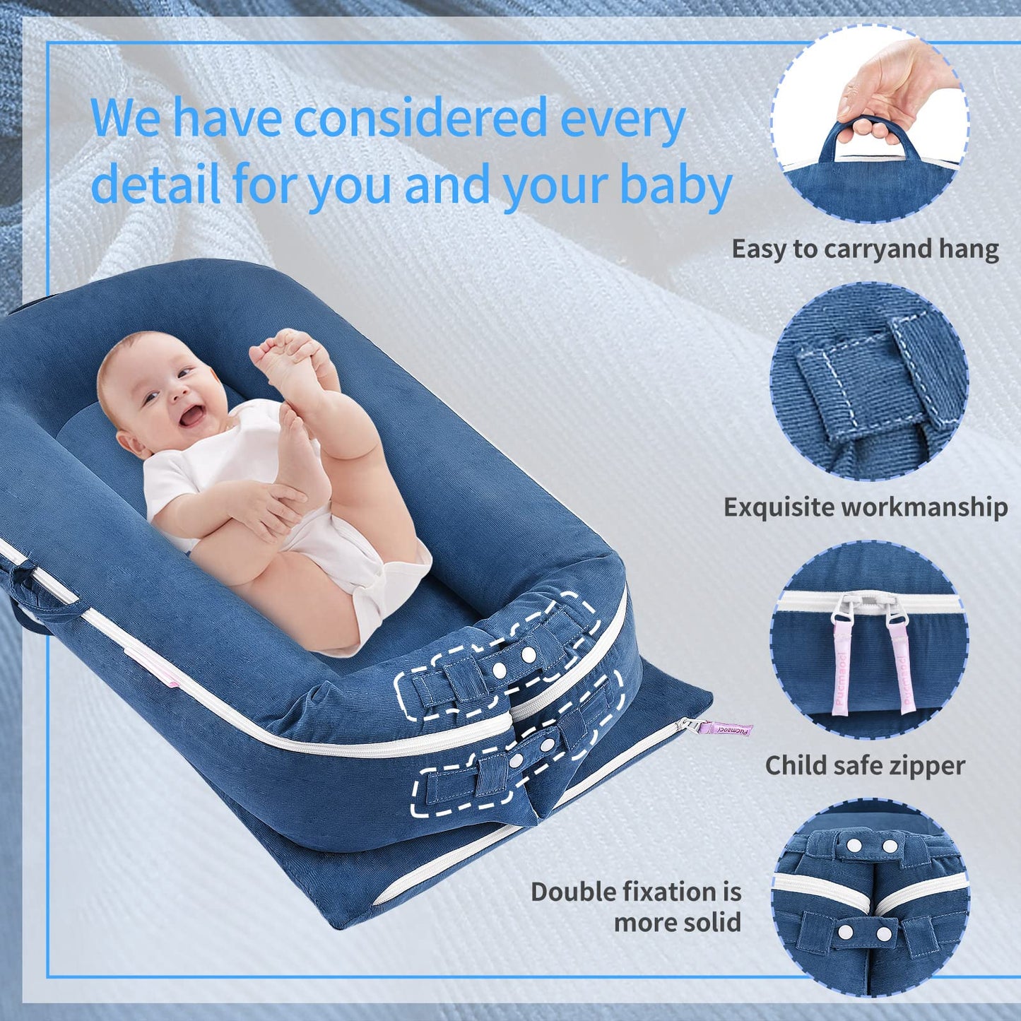 Corduroy Baby Lounger Cover For Dockatot Deluxe + | 100% Cotton Hypoallergenic Newborn Premium Quality Spare Cover(Cover Only) (