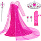 Luxury Princess Dress Costumes With Shining Long Cape Girls Birthday Party 3T 4T