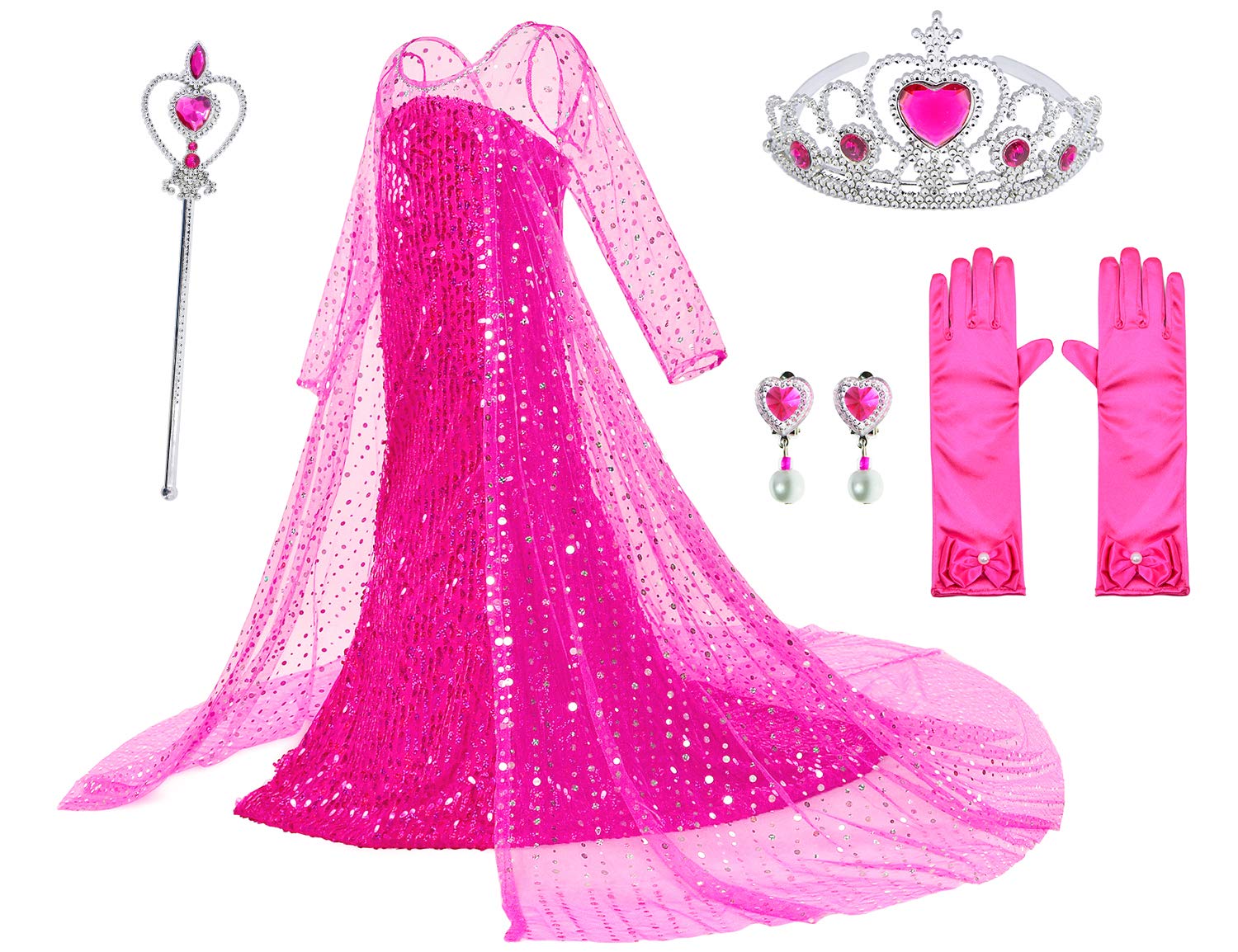 Luxury Princess Dress Costumes With Shining Long Cape Girls Birthday Party 2T 3T