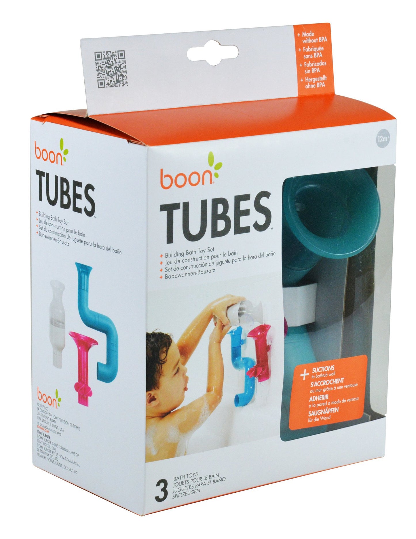 Boon Tubes Toddler Bath Toys - Bathtub Building Toys with Suction Cups - Toddler Sensory Toys and Bathtub Essentials - Blue - 3
