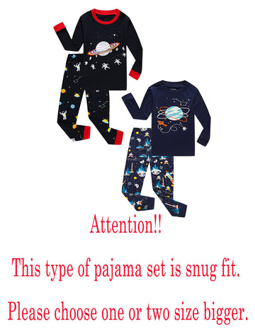 Family Feeling 4 Piece Baby Boys Space Pajamas Long Sleeve 100% Cotton Toddler Kid Pjs 18-24 Months