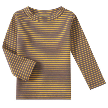 Toddler Boys Long Sleeve Tee Shirts Little Kids Cotton Striped Crew Neck Tops (Coffee,3T)
