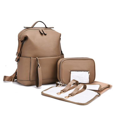 ARDIKAMA Diaper Bag Backpack Leather Backpack for Women Travel Dad Mother Outdoor Backpack with Changing Pad Stroller Straps(2 p