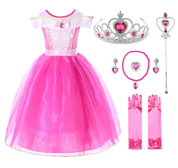 Jerrisapparel Girls Princess Costume Dress Pageants Party Fancy Dress (Pink With Accessories, 4T)