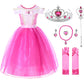 Jerrisapparel Girls Princess Costume Dress Pageants Party Fancy Dress (Pink With Accessories, 3T)