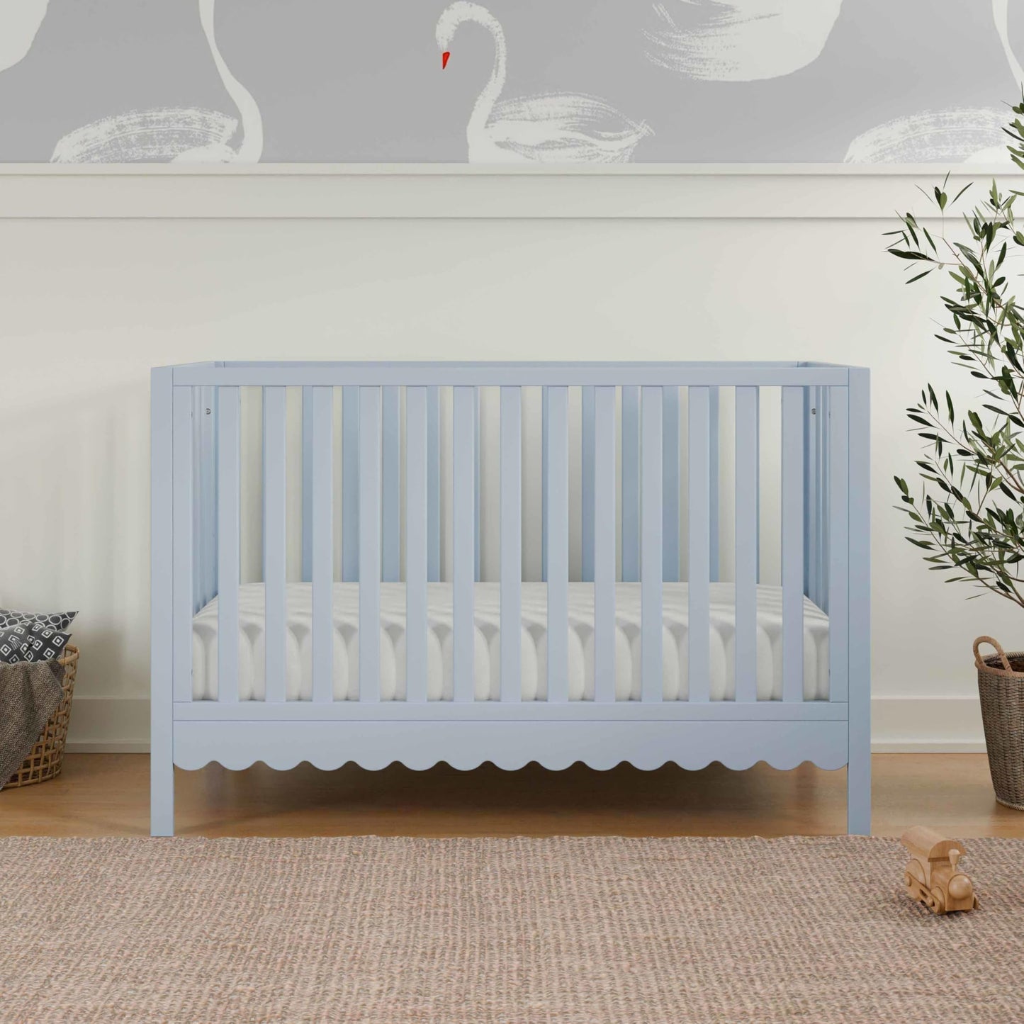 Davinci Sammy Scallop 4-In-1 Convertible Crib In Powder Blue, Greenguard Gold Certified