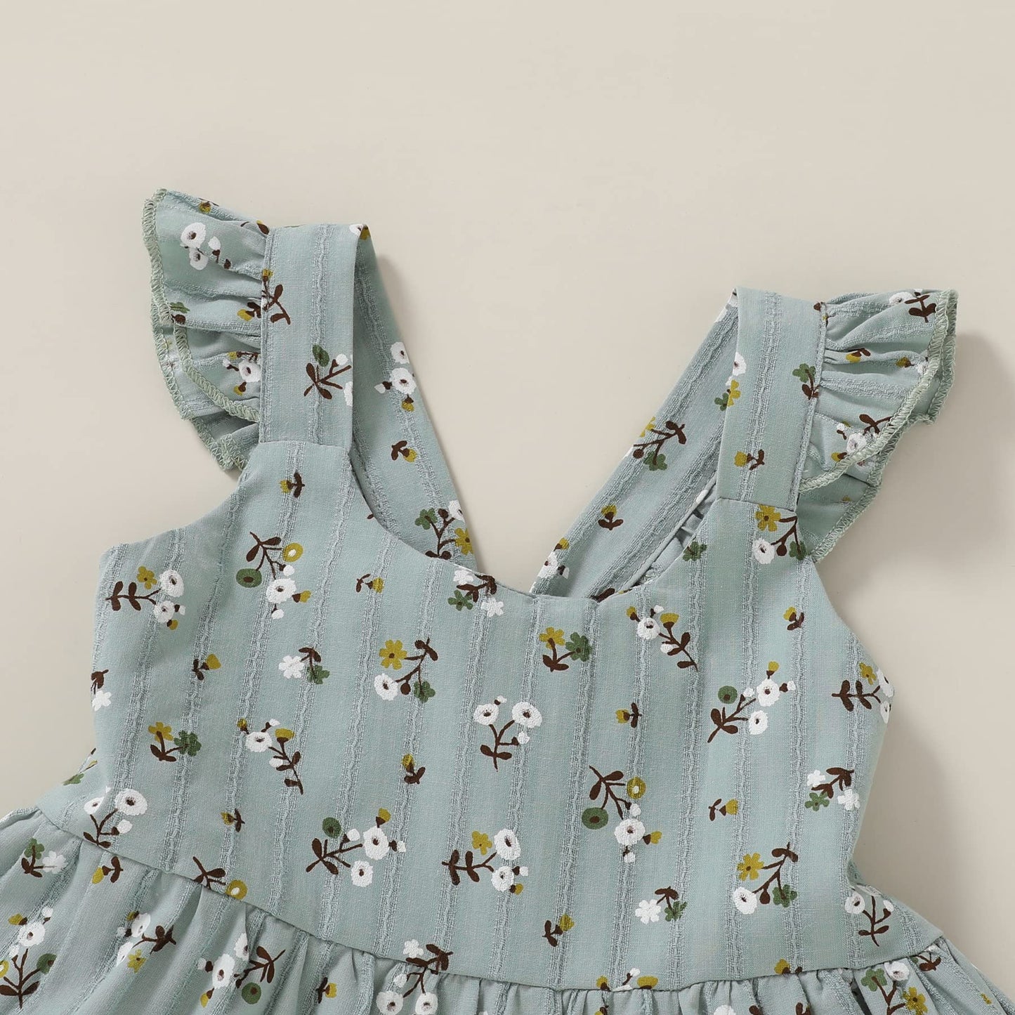 Younger Tree Toddler Baby Girl Dress Summer Outfits Stripe Flutter Sleeve Smocked Dress Kids Causal Boho Dresses Clothes (6-7T,